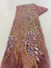 ファブリックアフリカンスパンコールレース生地高品質刺繍ビーズナイジェリアのフレンチチュールレース素材ウェディングドレス縫製QF06 231129