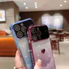 Handyhüllen Transparent Großes Fenster Überzogene Seite Herz Farbverlauf Glitzer Papier Telefonhülle für iPhone 15 14 13 12 11 13 Pro Max Rückseite Q231130