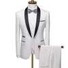 Costumes pour hommes Blazers Hommes revers col noir 3 pièces costume ensemble manteau gilet pantalon affaires garçons d'honneur marié robe de mariée Fprmal Blazer pantalon gilet 231129