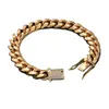 14K Gold Plated Chain 10mm Hot Sell Lab Diamond Inlaid Cuban Armband Personlig armband Men kubansk armbandskedja