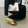 Sapatos de vestido Shining Mulheres Bombas Square Toe Sexy Ouro Prata Fino Salto Alto Deslizamento Raso no Escritório de Festa Elegante 231130