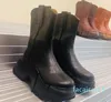 Botas de tobillo con plataforma gruesa de caucho de grano de madera, zapatos de cuero, neumáticos de tacón corto, botines Martin, marcas de diseñadores de lujo resistentes para mujeres