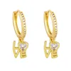 Boucles d'oreilles pendantes en cuivre avec pendentif en forme d'éléphant avec cristal blanc et zircon, glaçure, amour, cœur, animal, cerceau pour femmes, bijoux à la mode, cadeaux