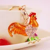 Keychains Crystal Floral Chicken Rooster Key Chains Ring Animal Jewelry for Women Girls Bag Car Charms Gifts