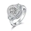 Moda 925 prata esterlina 3 0 CT oval corte halo anel de noivado simulado diamante casamento anéis de prata jóias presentes211N