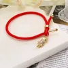 Charme pulseiras mini cz cristal para mulheres meninas corda vermelha corrente coração ajustável banhado a ouro jóias presentes