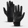 Gants à cinq doigts Automne Hiver Gants de cyclisme en plein air Gym Fitness Sports Courir Chaud Écran Tactile Gants Antidérapants Gants de Moto Hommes Noir 231130