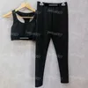 Designer sem mangas push up sutiã preto impresso leggings sem costas yoga topos verão meninas jogging fitness yoga terno