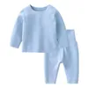 Ensembles de vêtements Hiver chaud combinaison bébé vêtements épais coton né vêtements de nuit vêtements pour enfants bébé fille garçon solide pyjamas ensembles pour enfants 231129