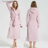 Men's Robes Men Bathrobe Hooded 100% Cotton Thick Warm Towel Fleece Cotton Dressing Gowns Long Bath Robe Hotel Spa Soft Bridesmaid Robe L231130