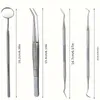 10 unids/set removedor de higiene dental para dientes, kit de limpieza de dientes removedor de cálculo dental, raspador de sarro de acero inoxidable, palillo de dientes y espejo bucal