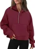 Automne Hiver Yoga Costume Plongée À Capuche Demi Zip Femmes Sport Lâche Gym Veste Fitness Court Manteau En Peluche Sweat À Capuche Pull Femmes Lâche Cardigan Jacet