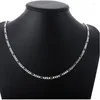 Kedjor Fashion 925 Sterling Silver Plated 16-30 "Inch 4mm Halsband Figaro Chain Men Women Classic Jewelry