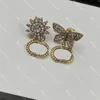 Butterfly Studs Luxury Diamond Earrings For Gift Twists Letter Women Earrings Birthday Party