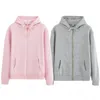 Sudaderas con capucha para mujer Sudadera para mujer Casual Colores sólidos Chaqueta con cremallera completa de gran tamaño 2023 Primavera Terciopelo Engrosamiento Cálido Tops Manga larga