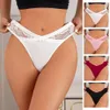 3 pièces dentelle transparente Lingerie Sexy slips en coton pour femmes culotte en maille avec nœud blanc motif respirant taille basse femme sous-vêtements sans couture