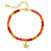 Bracciale con perline colorate con ciondolo stella marina bohémien per donna Accessori per gioielli di moda placcati oro 18 carati B037