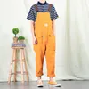 Men's Jeans Overalls Straight Casual Pants Japanese Retro Multi-pocket Jumpsuit Orange