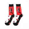 Мужские носки Cartoon Sock Art's Men's Patcwork Man Black Unisex Crew Casual Cotton Sox взрослый осень зимний классик Skarpetki