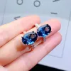 VVS-klasse London Blue Topaz zilveren ring eenvoudige 925 zilveren natuurlijke topaas sieraden met 18K goudverguld verjaardagscadeau voor vrouw