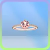 Ny 18K Rose Gold Ring Red Diamond Sparkling Crown Solitaire Bröllopsringar för 925 Silver med originella detaljhandelsuppsättningar9427816