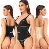 여성 셰이퍼 레이스 바디 수트 Shapewear Deep V-Neck Body Shaper Backless U 플 런지 끈 허리 트레이너 여성 Clear Strap Pad