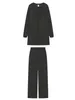 Kvinnors tvåbitar långa cardigan kvinnor stickade höst tre kläder casual monterade toppar svart v nackknapp Sewear dagliga uppsättningar