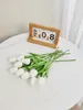 Torkade blommor vit tulpan simulering känns blomma hem dekoration ornament bröllop pografi props falska 10st20pcs 231130