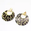 Conjunto de pendientes de collar 2023 joyería resina leopardo en forma de abanico largo mujeres perno grande