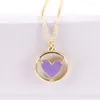 Pendant Necklaces Dainty Enamel Heart Pendants For Women Cute Round Gold Color Multilayer Choker Necklace 2023 Jewelry