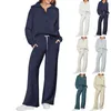 Kvinnors tvåbitar byxor Kvinnor 2 kläder Sweatsuit Overized Loose Pullover Sweatshirt och Wide Leg Matching Set Fall Sweater Tracksuits