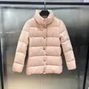 Feminino para baixo parkas francês m família mesmo estilo gola para baixo jaqueta Mongkou Dun casaco feminino comprimento médio cor sólida inverno