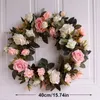 Couronnes de fleurs décoratives 40 cm couronne de roses guirlande de fleurs artificielles couronnes florales décor de printemps maison bureau mur porte d'entrée décoration de mariage 231129