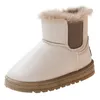 Boots Classic Plush Winter Versatile Girls Snow Children s Fashion Warm Keeping Simple Japanese 2023 Boys Chelsea PU 231130