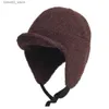 Bonnet/Crâne Casquettes En Plein Air Polaire Chaud Chapeaux D'hiver avec Visière Coupe-Vent Oreillette Crâne Cap Trappeur Chapeau De Chasse Chapeau De Ski Q231130