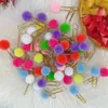 1PC Kawaii Binder Clips Creative Metal Paper Bookmark Colored Candy Fur Ball Stationery para estudantes Office Supplies Wholesale