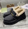 Designer Schoenen Mannen WomensWinter Warm Wol G Bont Loafers Metalen Gesp Slip Op Schoenen Platte Harige Pluizige Casual Schoenen Luxe snowboots