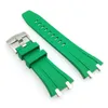 27mm vert foncé élastique 20mm boucle Tang bracelet en acier liens de connecteur adaptés pour AP 39mm 41mm montre-bracelet Royal Oak montre-bracelet