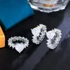Обручальные кольца Трехгрыгарные блестящие кубические цирконии белое золото элегантное сердце CZ Bridal Cring для женщин 2023 шикарные ювелирные изделия R279