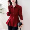 Femmes Blouses Chemises Automne Chemise Élégante Plis Taille Mince Col Rabattu À Manches Longues Hauts Chemisier Femmes Et Femme Cloingyolq