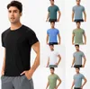 Yoga LU Outfit Lu Camicie da corsa Collant sportivi a compressione Fitness Palestra Maglia da calcio da uomo di alta qualità Abbigliamento sportivo Quick Dry Sport t- Top LL mans