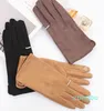 Gants d'hiver en velours pour femmes, épais et chauds, pour écran tactile, élégants, en daim perlé, coupe-vent, doigt complet, pour cyclisme, conduite