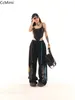 Kobiety Pants S American Hip Hop Leg Letter Black Wide Guard Pants for Women's Spring Slim Raose Right Casual Y2K 231130