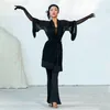 Scene Wear Women Black Sling Jumpsuit Vuxna Latin Dance Competition Clothes Tango Chacha Rumba Samba Practice SL8214