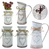 Vasos vintage balde de lata casa casamento flores artificiais retro jarro de metal para decoração de festa de escritório pode artesanato 230428