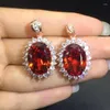Pendant Necklaces Natural Red Gemstone Luxury Zirconia Necklace Women Fine Jewelry Accessories Faceted Zircon Oval