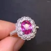 Cluster-Ringe Saphir-Ring Feiner Schmuck 18 Karat Gold Natürlich Unheat Pink 1,57 ct Edelstein Diamanten Weibliche Hochzeit