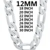 solid 925 Sterling Silver necklace for men classic 12MM Cuban chain 18-30 inches Charm high quality Fashion jewelry wedding 220209201v