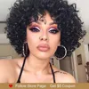 Syntetiska peruker Rebecca Short Curly Human Hair Wigs For Black Women Peruvian Remy Full With Bangs Bouncy Curl Blond Red Cosplay 230227