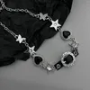 Choker Y2K Love Star Pearl Black Rhinestone Punk Necklace For Women Sweet Cool Spicy Gothic Heavy Industry Design Pendant Gift